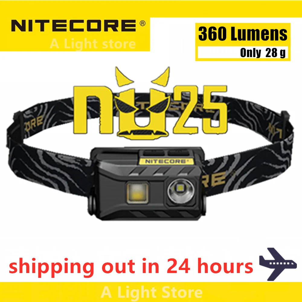 Original NITECORE NU25 Headlamp 360 lumen head light Red/White/High color outdoor Waterproof Flashlight | Лампы и освещение