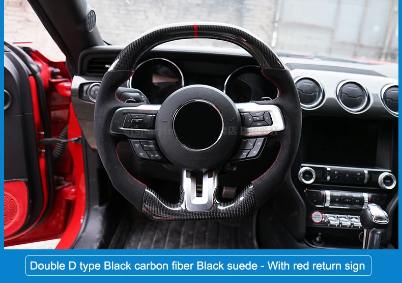 QHCP руль заказной углеродного волокна коровьей кожи замши для Ford Mustang автомобильные аксессуары Руль