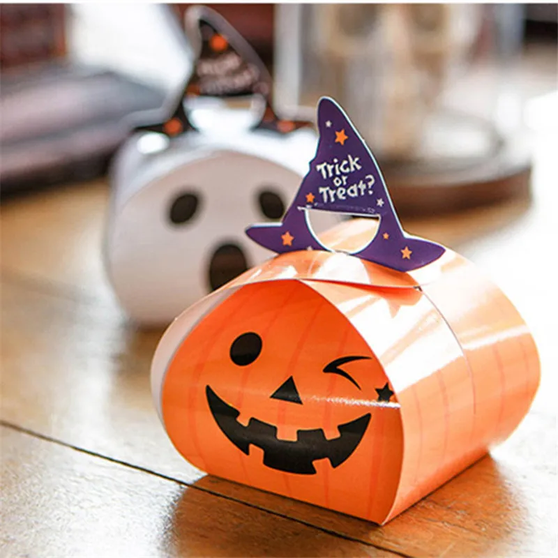 20Pcs Zucca Di Halloween Fantasma Scatole E Confezioni Per Dolci Di Imballaggio Di Carta Regalo Dolcetto O Scherzetto Borse Per Decorazione Di Hallowe