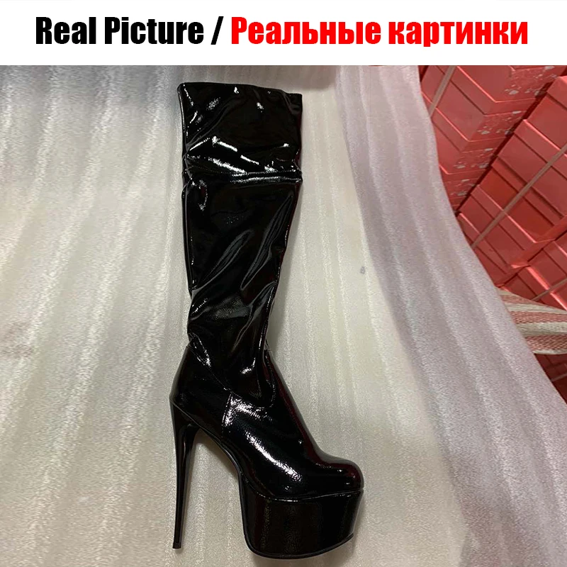 SARAIRIS/Новые сапоги до колена на очень высоком каблуке размера плюс 33-48 г. Женские вечерние привлекательные сапоги на платформе 15 см, женская обувь