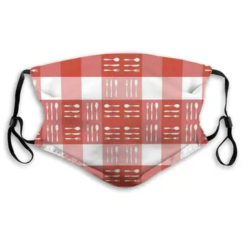 

Unisex Half Face Mouth Mask Face Masks Anti-Dust Face Windproof Ski,Cutlery Silhouettes On Squares Dining Picnic Tile Spoons