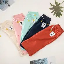 Детские шорты для мальчиков и девочек шорты с цифрой 7 повседневные однотонные детские шорты с эластичной резинкой на талии для детей от 2 до 8 лет, брюки детские штаны