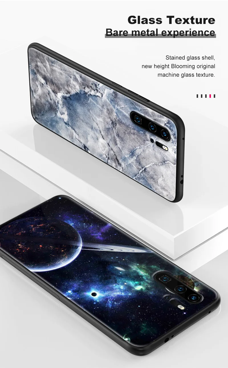 Чехол из закаленного стекла для huawei P20 P30 Lite Plus Honor 6X Nova3i P Smart+ Pro Y6 Y7 Prime Y9 Pro TPU Painted Sky Funda