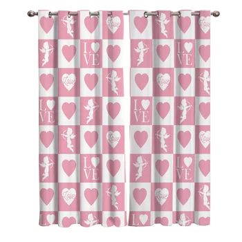 

Valentine'S Day Features Cupid Hearts Printing Curtains Living Room Bedroom Curtain Necessary Home Decoration Kids Window Drapes