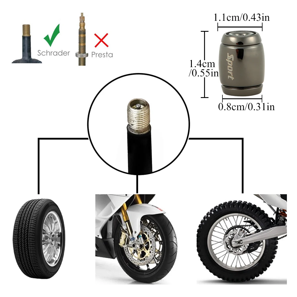 DSYCAR 1Set Fashion Zinc Alloy Anti-theft Sport Car Tire Valve Caps Wheel Tires Tire Stem Air Cap Airtight Cover for Car Styling
