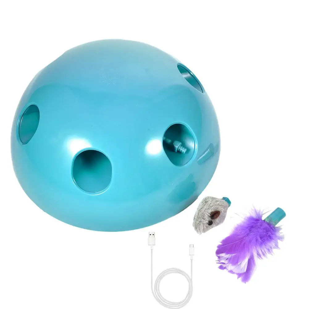 Blue Игрушки для кошек кошачьи интерактивные игрушки для домашних животных Нескользящие 360 градусов форма купола ловите мышь симулятор забавная игра для домашних кошек - Цвет: Blue