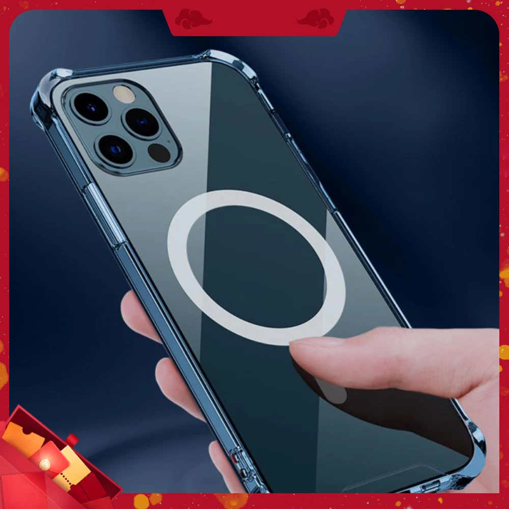 

ITINIT A6 Magnetic Coil Circle TPU Transparent Clear Crystal Phone Case For Apple iPhone 12 Mini 12 Pro Max Silicone Cover