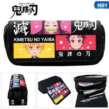

Anime Demon Slayer: Kimetsu no Yaiba PU Leather Pencil Pouch Agatsuma Zenitsu Cartoon Character Cosmetic Bag for Gift