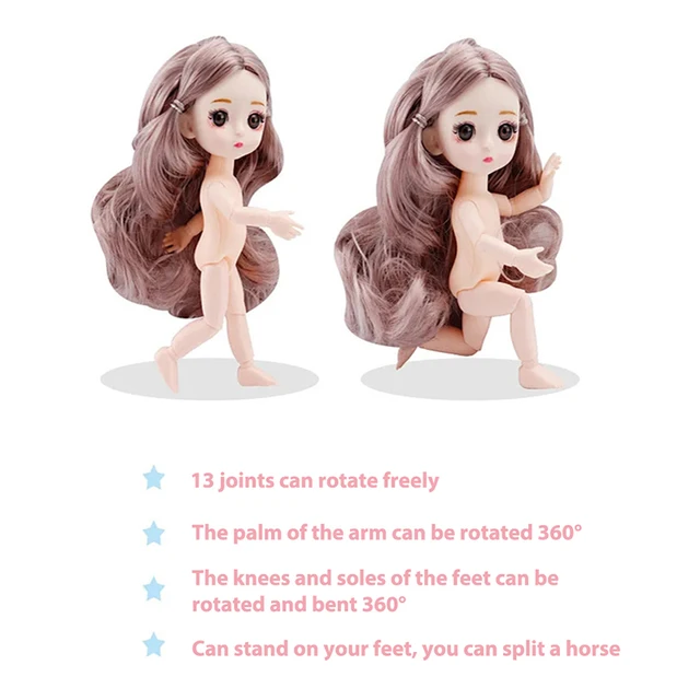 BjD 13CM Doll 13 Movable Joints Cute Face Eyes With Clothes Shoes Mini Dolls Gift Toy for Girls Diy Toys 6