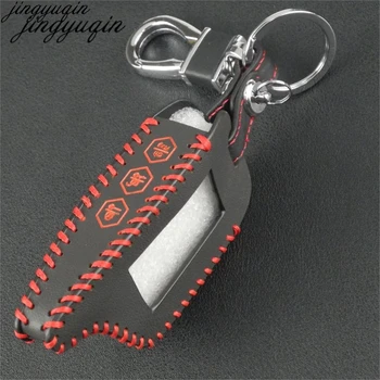 

jingyuqin B9 B6 Leather Key Case for 2 way Lcd Remote Control Keychain Key Chain Fob Starline B9 B6 A91 A61 B91 B61 V7
