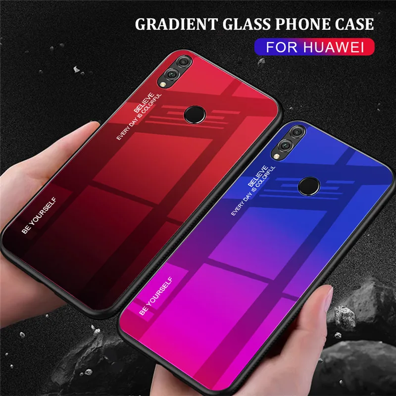 Чехол для телефона с градиентным стеклом huawei Honor 8X Max View 10 Lite Enjoy жесткая задняя