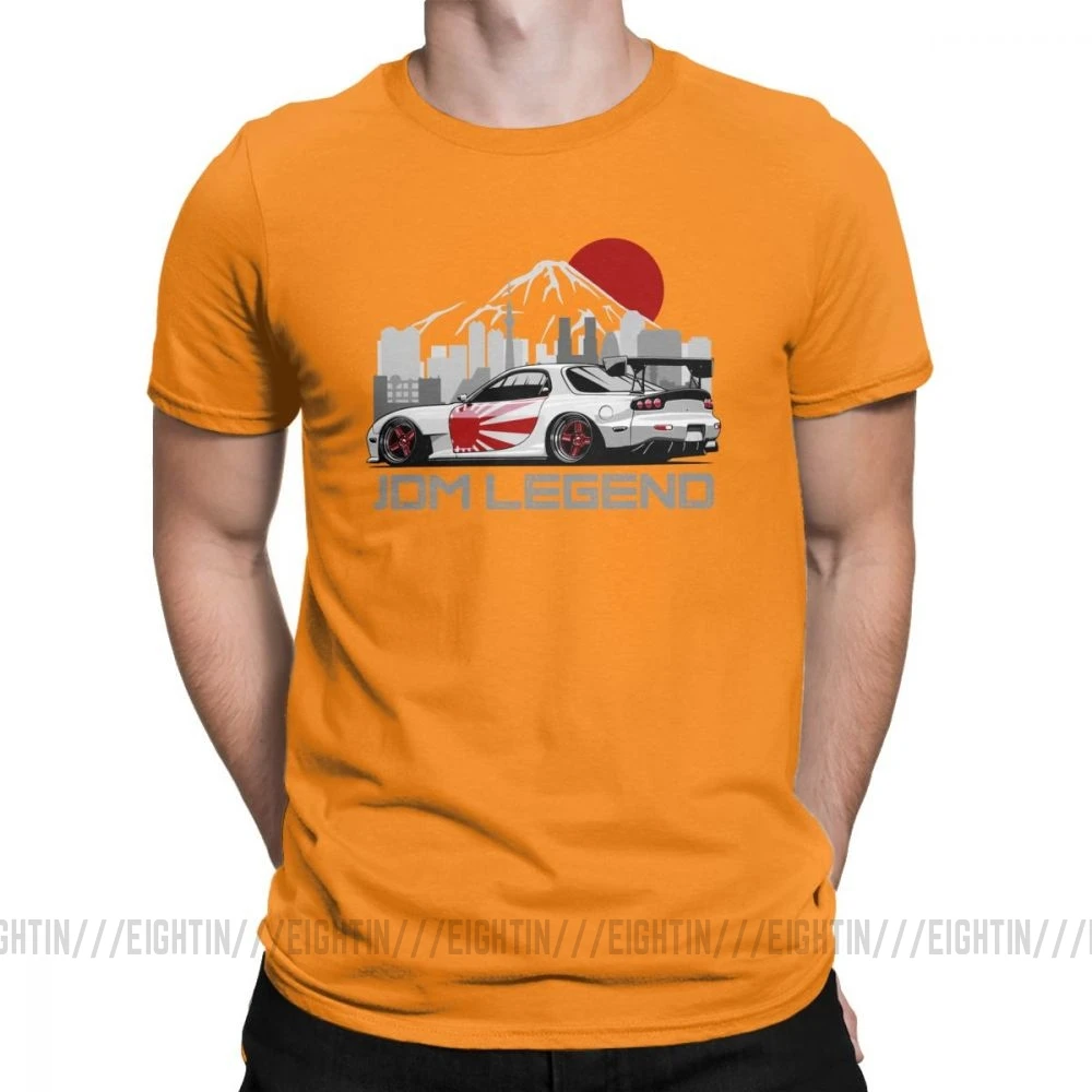 Мужские футболки RX7 JDM, футболки с японским автомобилем и двигателем, Уникальные футболки с круглым вырезом и короткими рукавами, топы из очищенного хлопка - Цвет: Оранжевый