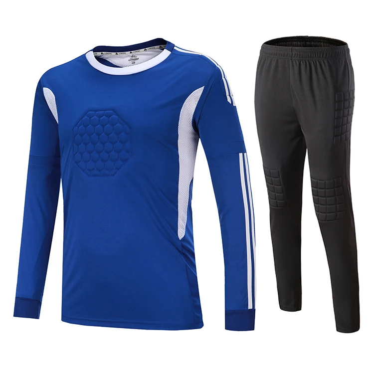 

Customized Child Adult Soccer Goalkeeper Jerseys Print Name Number Goalkeeper Uniforms Suit Tshirts Pants With Sponge Protection