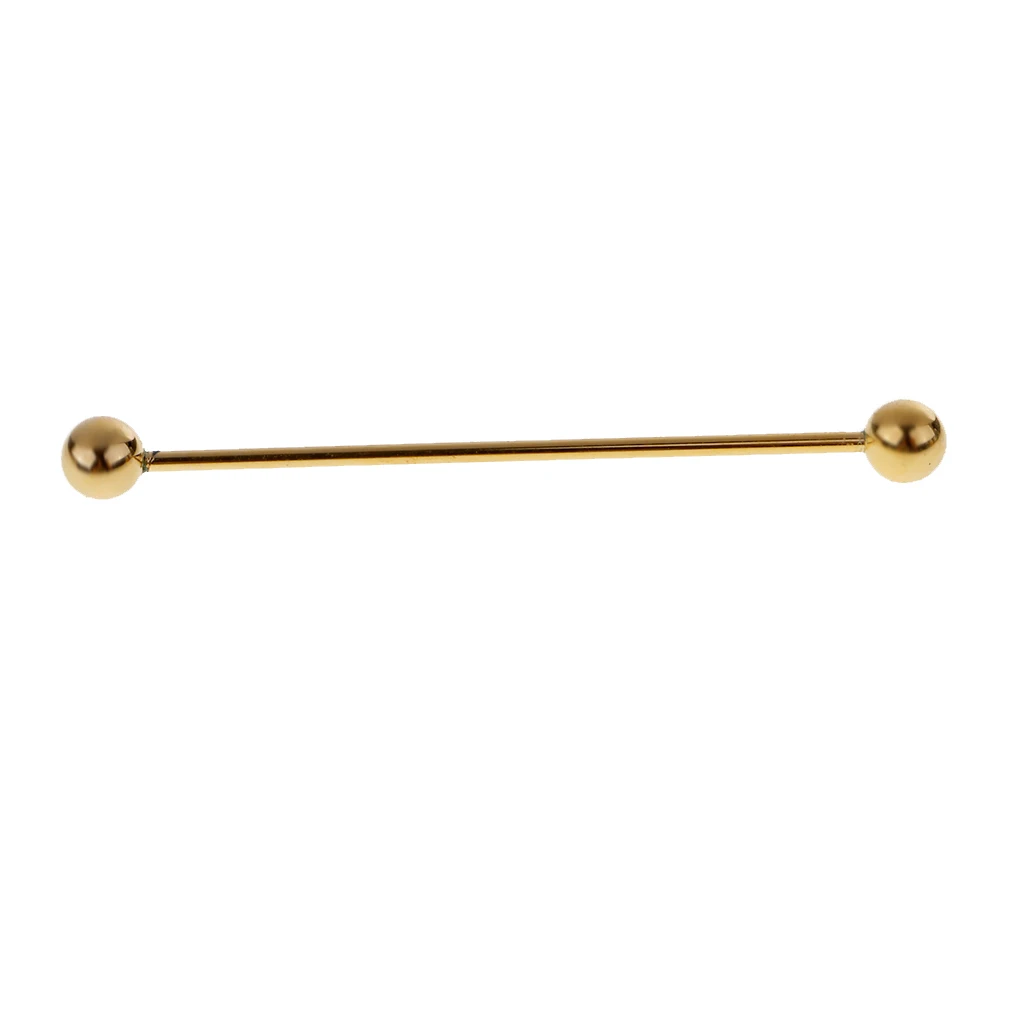 2 Pieces Gold Tone Pin Round Barbell Collar Tie Clip Bar Necktie Tie Pin Barbell Screw On End