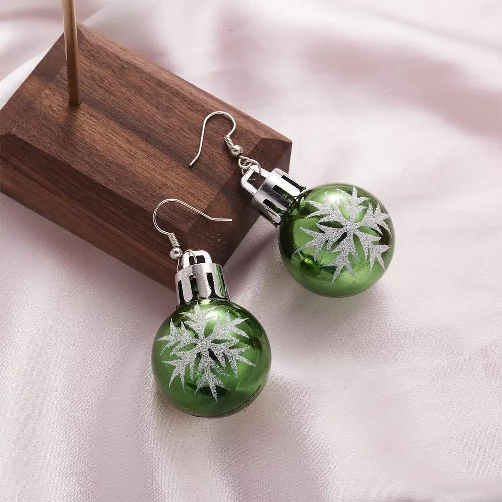Christmas Dangle Earrings For Women Round Ball Light Bulb Earrings Pendants Multi-Colored Snowflakes Stars Stripe Fashionable 2
