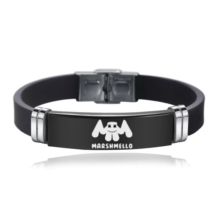 BlackBuckle05 Зефир электроакустический DJ Стиль Браслеты из нержавеющей стали черный силиконовый Отрегулируйте мужской t Ремень Пряжка браслет для женщин и мужчин ювелирные изделия - Окраска металла: BlackBuckle05