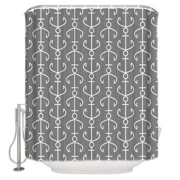 

Shower Curtain Waterproof Polyester Fabric Shower Curtain Sea Going Anchor Grey