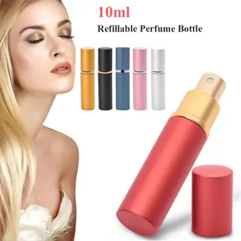 

10ML Mini Portable For Travel Aluminum Refillable Perfume Bottle With Spray&Empty Cosmetic Containers With Atomizer Hot Sale