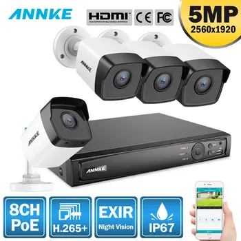 

ANNKE 8CH HD 5MP POE Network Video Security System 8MP H.265+ NVR With 4X 5MP 30m Color Night Vision Weatherproof WIFI IP Camera