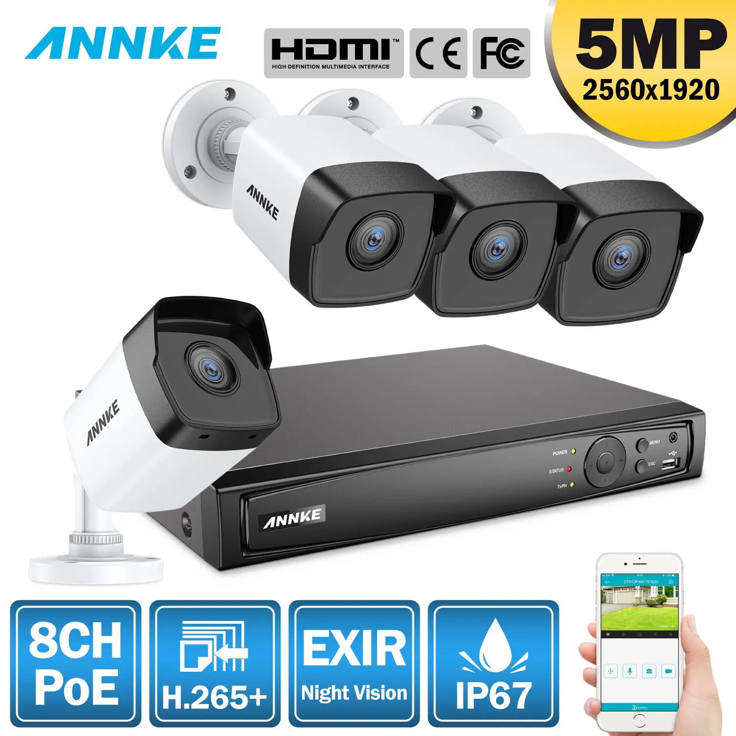 ANNKE 8CH HD 5MP POE wideo sieciowe System bezpieczeństwa 8MP H.265 + NVR z 4X 5MP 30m kolor noktowizor odporna na warunki atmosferyczne kamera IP WIFI ANNKE 8CH HD 5MP POE wideo sieciowe System bezpieczeństwa 8MP H.265 + NVR z 4X 5MP 30m kolor noktowizor odporna na warunki atmosferyczne kamera IP WIFI