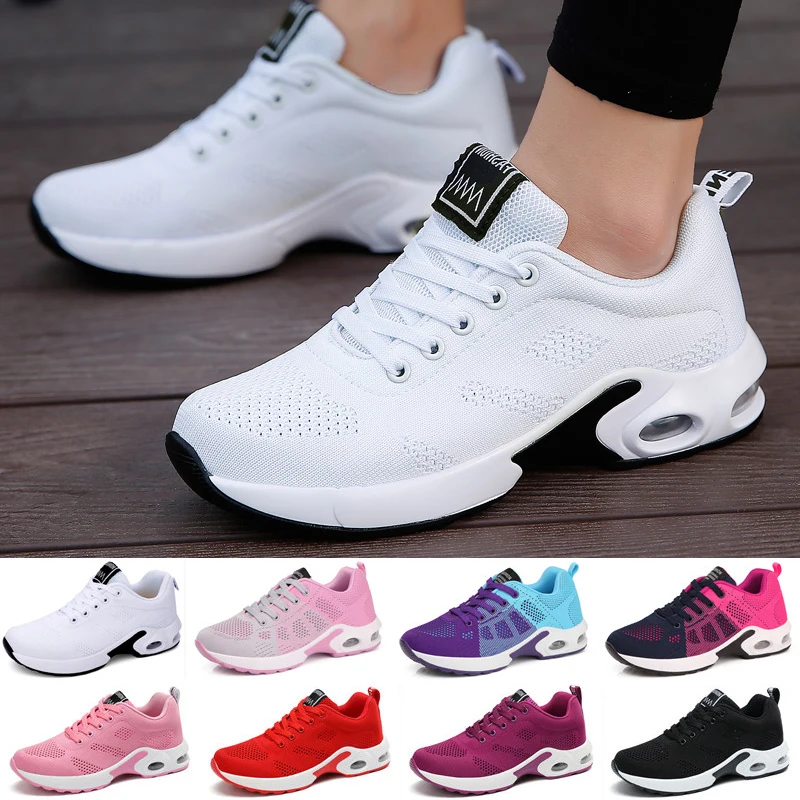 Newbeads-Zapatillas deportivas para correr para mujer, zapatos informales con suela gruesa y cojín de aire, de malla, transpirables y ligeras para exteriores