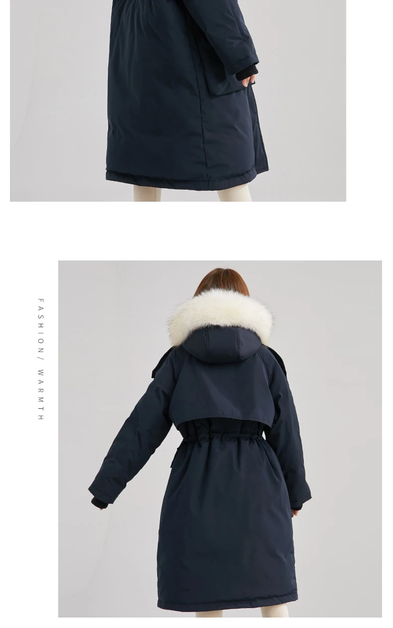 Winter New Style Hot Selling Slimming Thick down Jacket Women's Mid-length Large Fur Collar-Style Coat Long over-the-Knee W