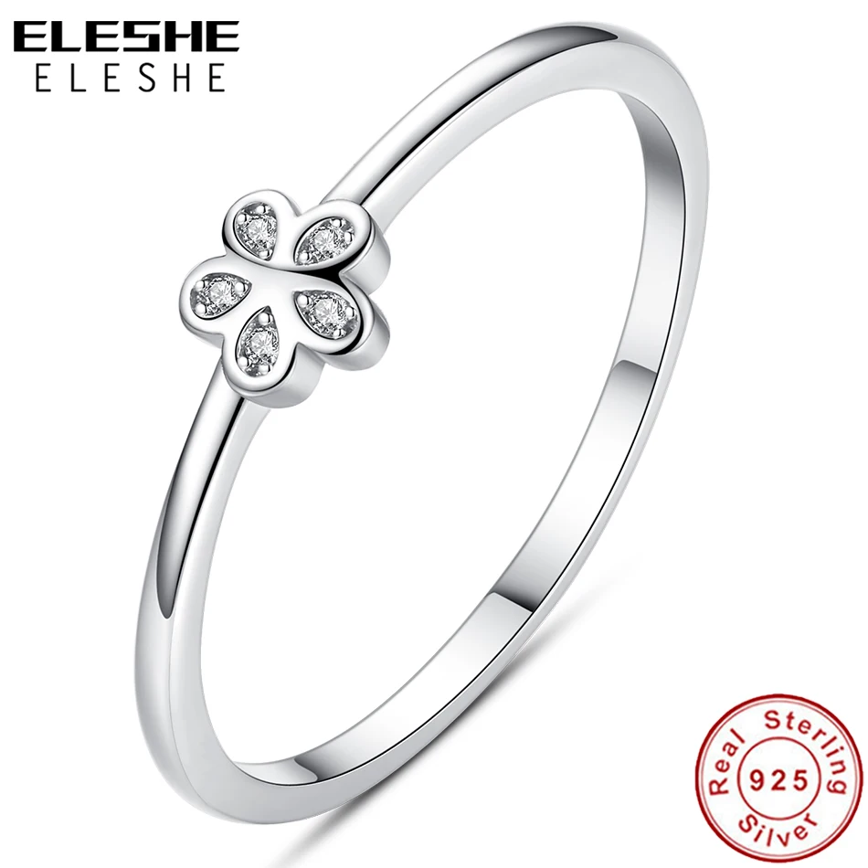 

ELESHE Fashion Elegant Original 925 Sterling Silver Rings for Women Dazzling Daisy Flower Ring Clear CZ Wedding Jewelry Gift