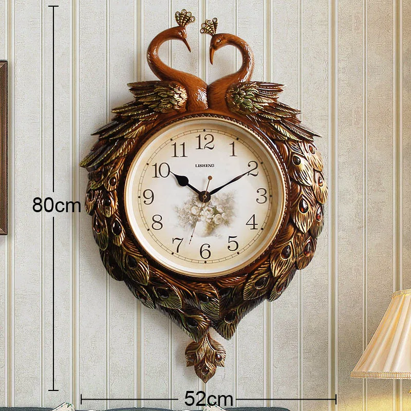 Peacock Large Silent Swing Wall Clock Atmosphere Pointer Quartz Pendulum Clock Z1108-4  