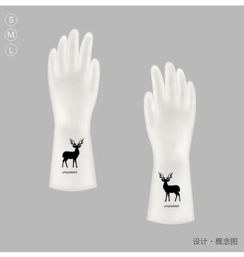 Household Gloves Plastic Transparent Gloves Anti-slip Wear-Resistant Printed Cleaning Summer Kitchen Hand Guard Wash Wrist Glove