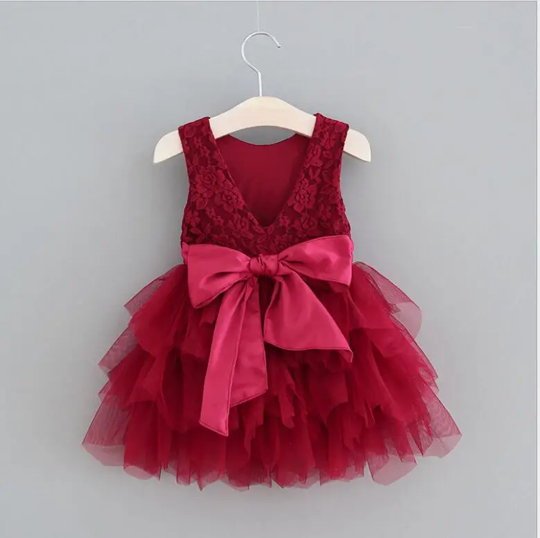 Г. Летние кружевные платья-майки с бантом сзади для девочек, платья принцессы милое детское платье-пачка 6 шт./партия