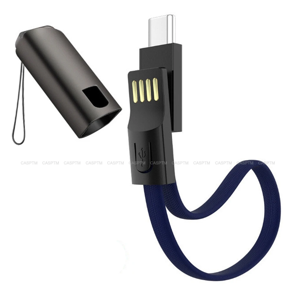 Keychain USB Cable For iPhone For Huawei P30 Mini NylonType C USB Phone Cables 2A Fast Charging Data Transfer For USB C Cable - Цвет: For Type C Blue