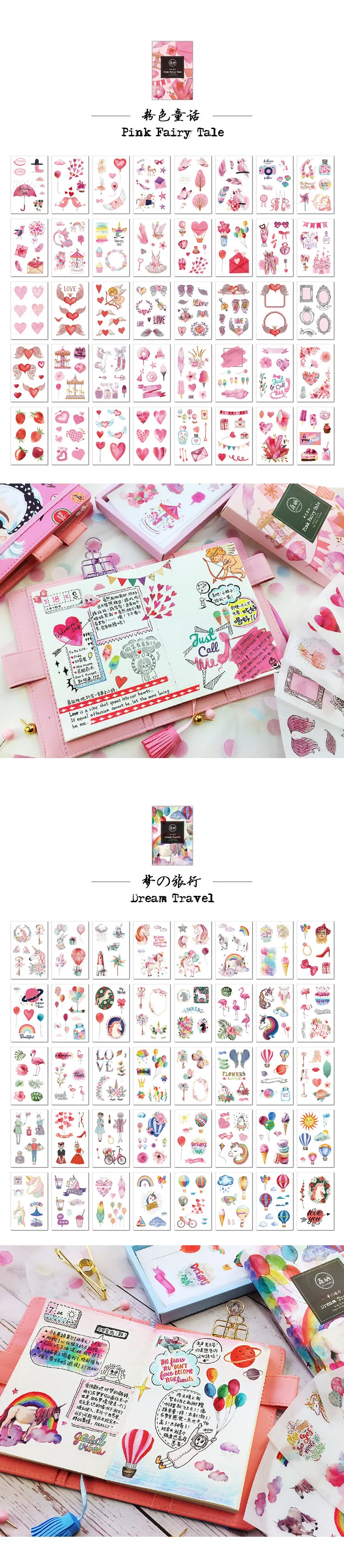 40pcs/1pack Kawaii Stationery Stickers Pink fairy Diary Planner Decorative Stickers Scrapbooking DIY Craft Stickers