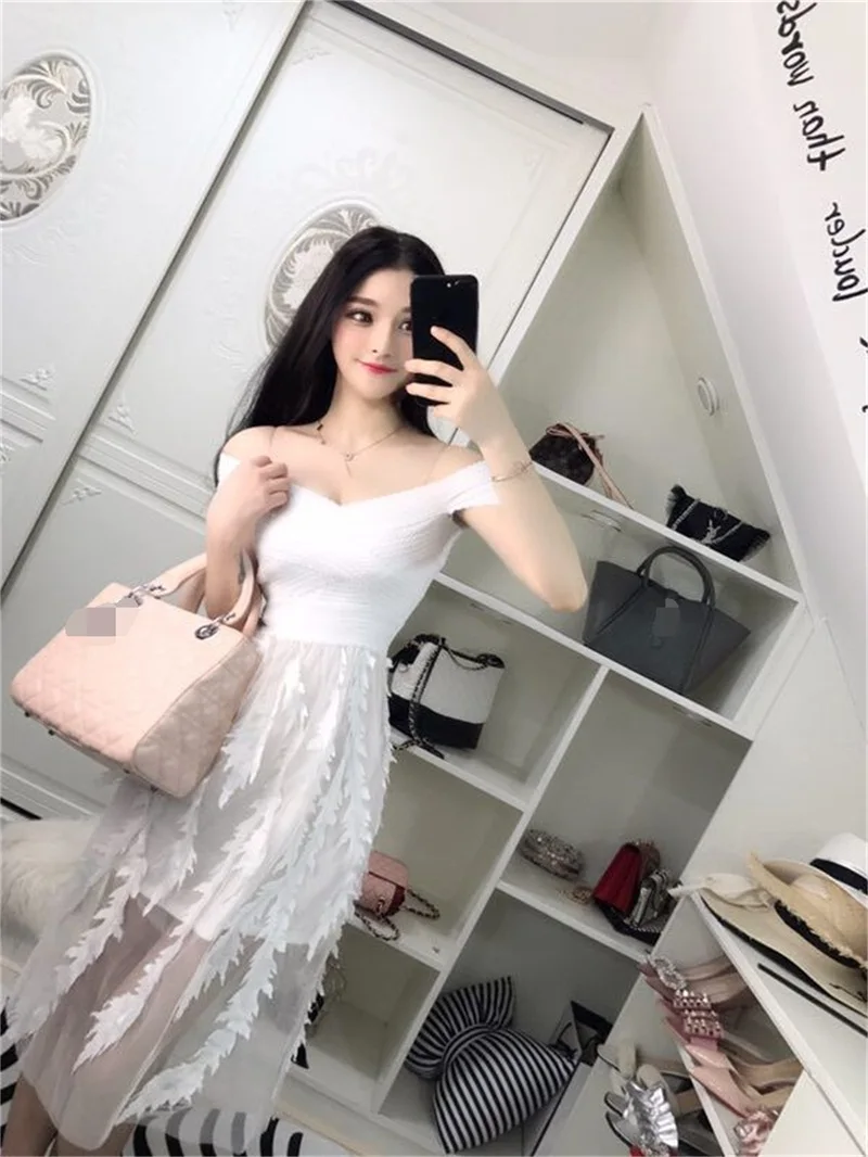

Charming girl Lace Bandage Patchwork Stretch Elegant Dress Vintage Floral Fit&Flare Dresses Gown Formal Party Dresses Vestido
