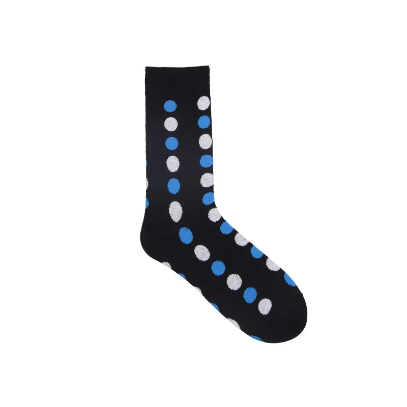 PEONFLY/Новинка года; сезон осень-зима; счастливые мужские носки; повседневные носки в разноцветный горошек; носки из чесаного хлопка; носки-лодочки; Забавный подарок - Цвет: Black dots