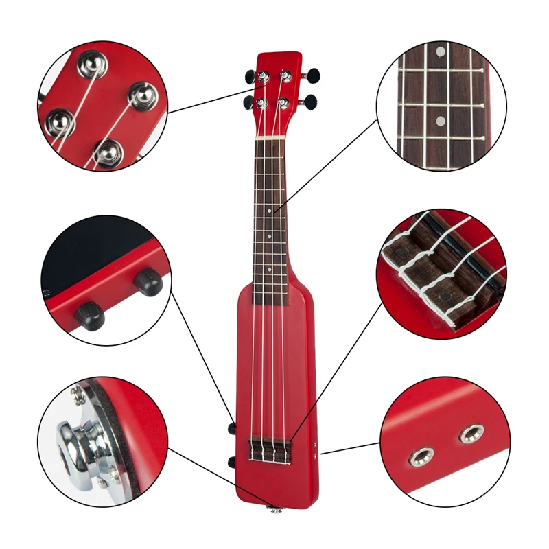 21 inch Electric Ukulele Ukulele Uke Kit with Gig Bag 3.5mm Audio Cable Silent Electric Ukulele Soprano Uke