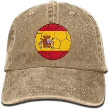 Испанский футбольный флаг с мячом унисекс промытая джинсовая бейсболка шляпа для папы регулируемая задняя застежка Кепка водителя грузовика
