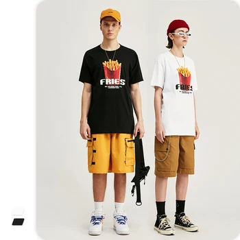 

VIMASS 2020 spring summer new men's T-shirt printing spoof fries food Harajuku short-sleeved T-shirt casual T-shirt ladies shirt