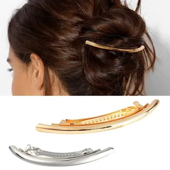 

Women Girl Fashion Spring Clip Hairpin Hair Clip Headdress Hairclip Gold Silver Tube Large Hair Clip Barrette Accessory
