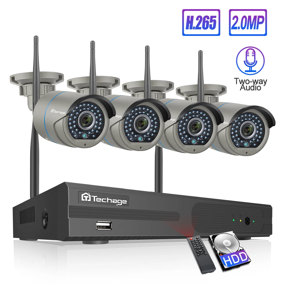 

Techage 8CH H.265 Two-Way Speak Audio Wifi Camera NVR System 4PCS Wireless 2MP CCTV IP Camera HD P2P Video Surveillance Kit Set