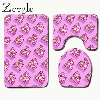 

Zeegle 3 Pcs Bath Mats Anti Slip Bathroom Mat Set Coral Fleece Floor Bath Mats Washable Bathroom Toilet Rugs