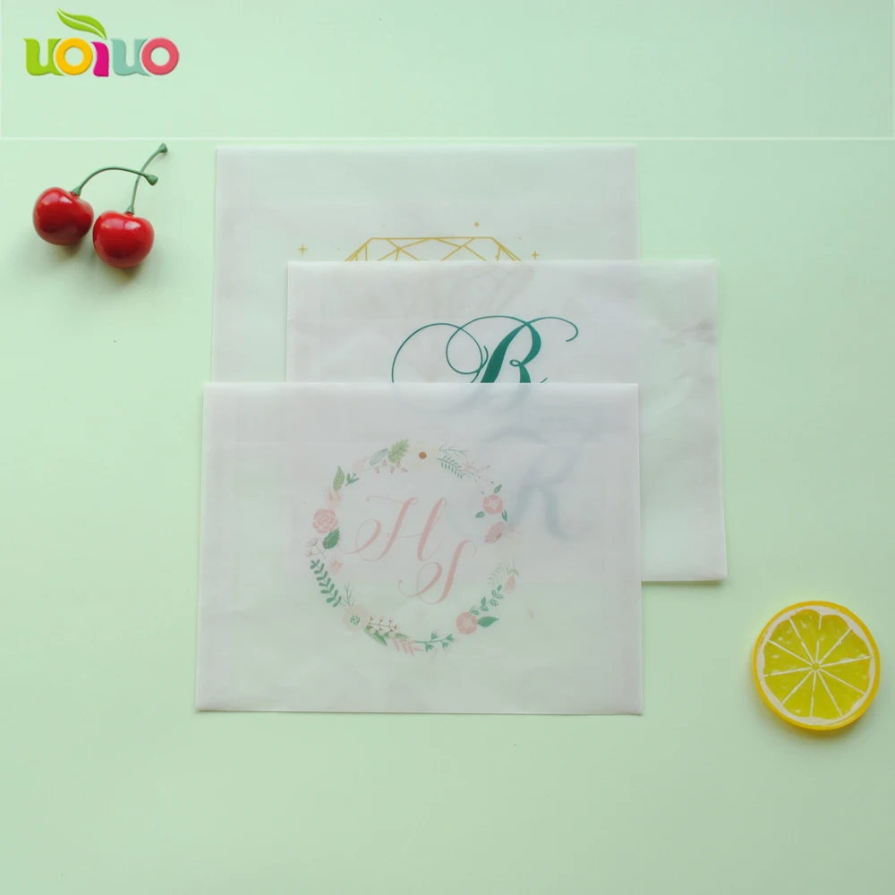 

30pcs 137*188mm 113g custom printed translucent Sulfuric acid paper envelop