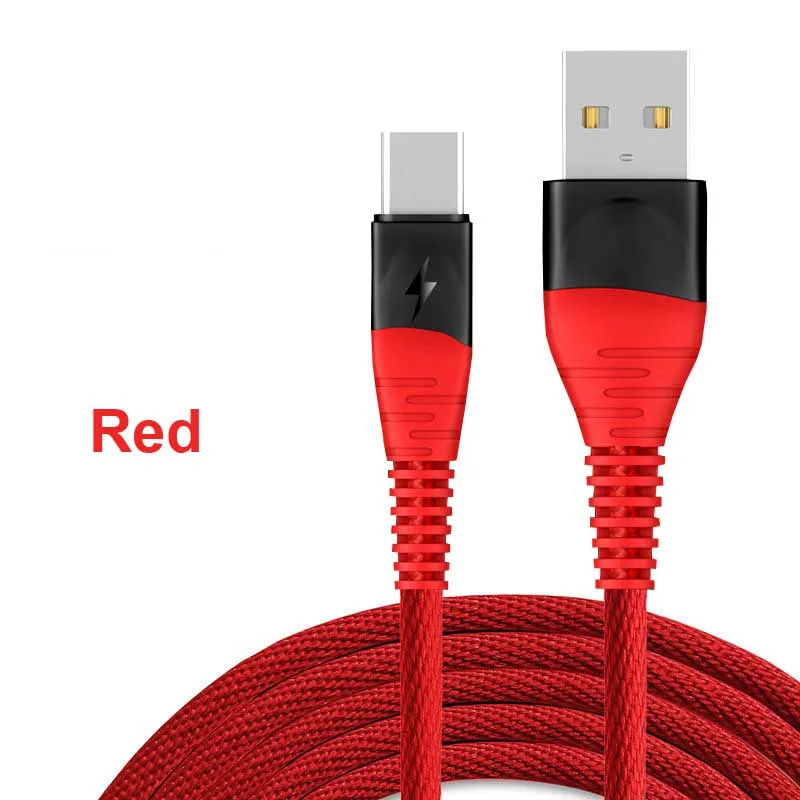 Oppselve usb кабель в оплетке type C и Micro USB кабель для зарядки samsung Xiaomi LG Tablet Redmi note 7 зарядный шнур для мобильного телефона - Цвет: Type-C red