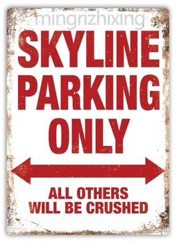 

Skyline Parking - Metal Wall Sign Plaque Art - Nissan GTR R32 R33 R34 R35 Car(Visit Our Store, More Products!!!)