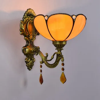 

2020 Lamparas De Pared Wall Light Simple Colored Mirror Front Lamp American Rural Crystal Bedside Wall Bar Dining Room Balcony