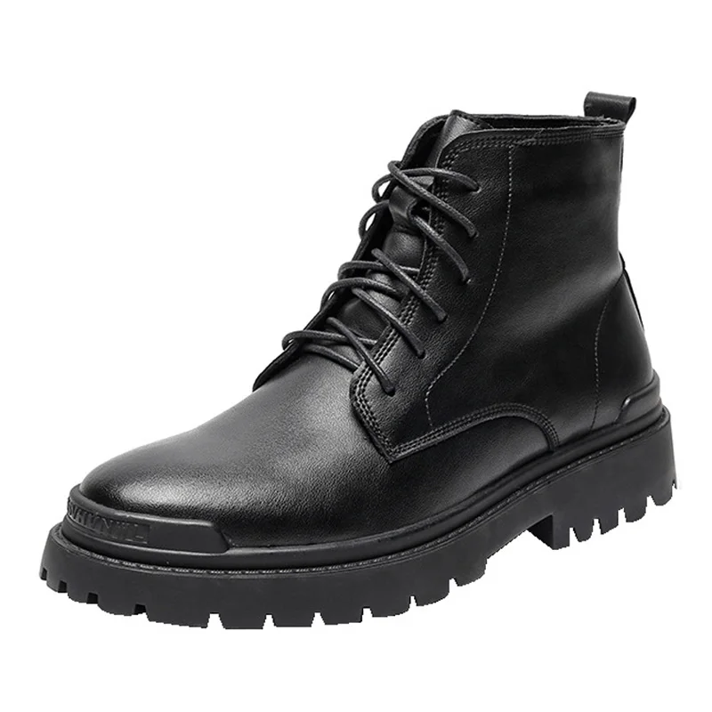 

Nice Autumn Early Winter Shoes Men Boots Genuine Leather Fashion Man Motercycle Boots Mens Ankle Boots Black Thick Sole KA2906