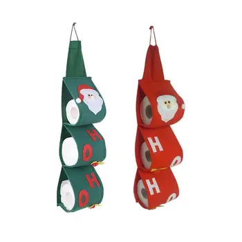 

3 Layers Santa Claus Pattern Toilet Roll Paper Covers Christmas Decor Bathroom Hanging Towel Napkin Storage Bag Organizer Holder