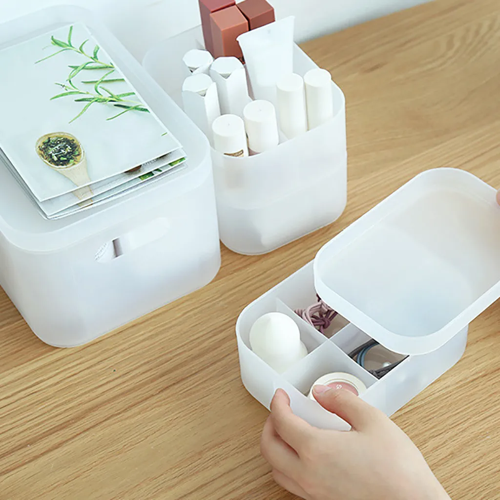  Desktop Plastic Jewelry Storage Box Case Craft Organizer With Lid Dressing Table M1108