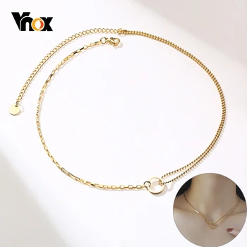 

Vnox Mixed Rectangle Link Beads Chain Necklaces for Women Circle Round Charm Chic Elegant Lady Party Wedding Metal BFF Chokers