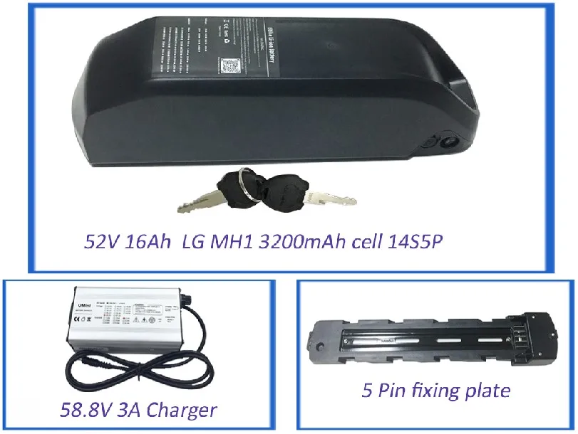 52V 16Ah Battery jumbo Акула polly-2 вниз трубки, фара для электровелосипеда в батарея чехол DP-6 70 шт. 18650 клетки, фара для электровелосипеда в батарея чехол для супер 73 для е-байка - Цвет: 52V 16Ah Battery