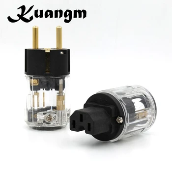 

1 pair hifi audio EU/US Power Plug hi-end brass gold plated IEC Female Power Connector hifi diy power cable Plug
